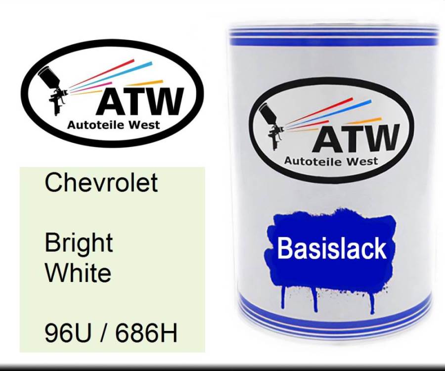 Chevrolet, Bright White, 96U / 686H: 500ml Lackdose, von ATW Autoteile West.